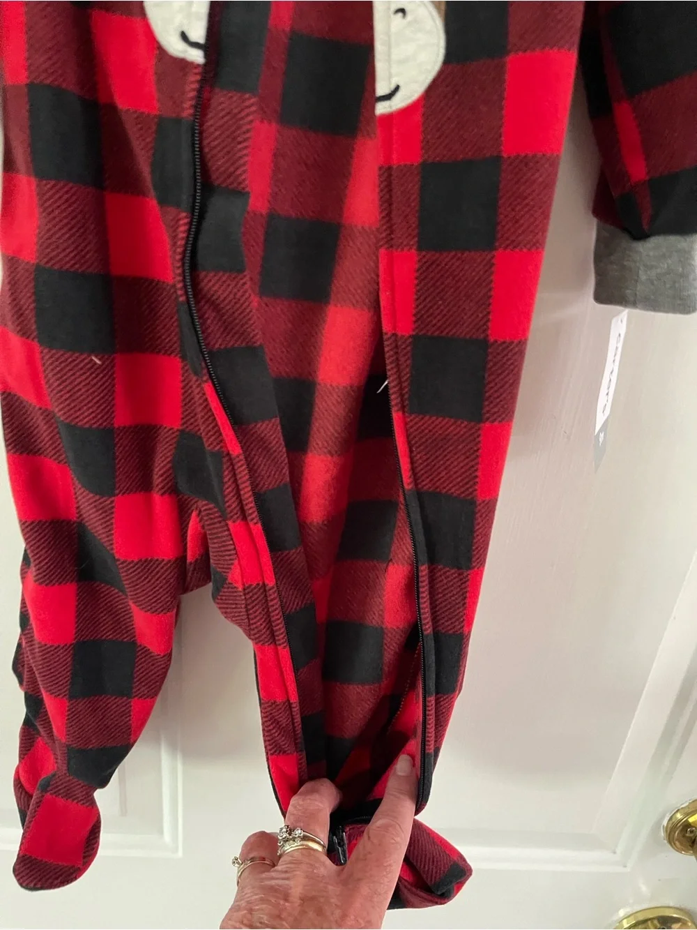 Carter's Red and Black Buffalo Plaid Moose Footed One-Piece